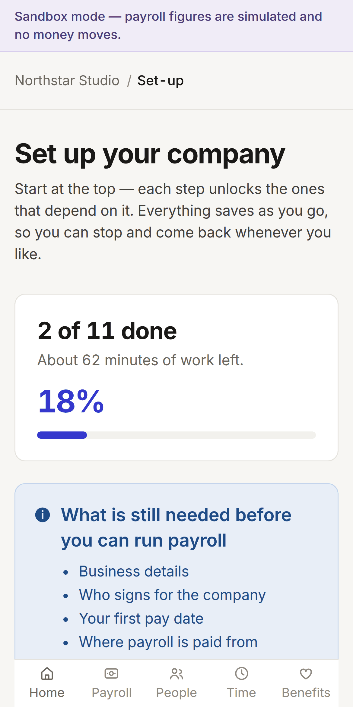 The same set-up checklist on a phone screen.